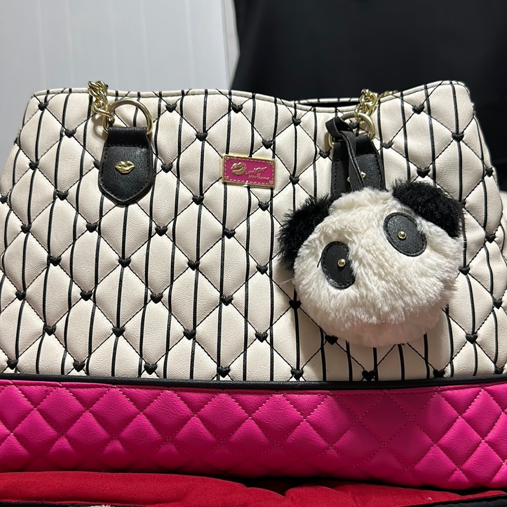 Luv Betsy by Betsy Johnson Panda and Hearts oversized purse
